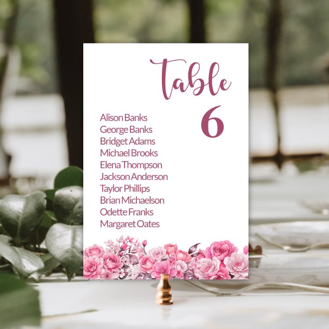 Numeração De Mesa Número da Tabela de Casamento Floral Rosa (Criador carregado)