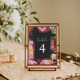 Numeração De Mesa Número da Tabela de Casamento Floral Rosa Dramátic