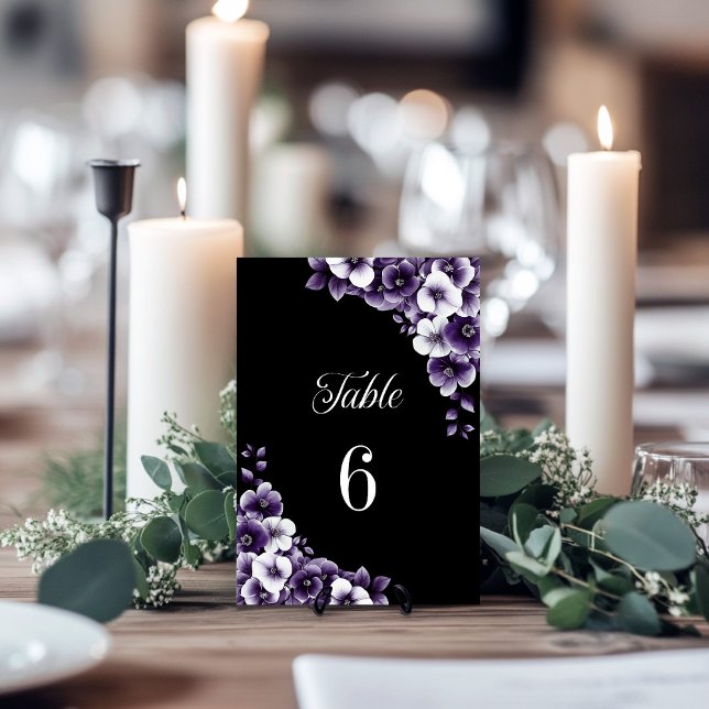 Numeração De Mesa Número da Tabela de Casamento Floral Roxo (Criador carregado)