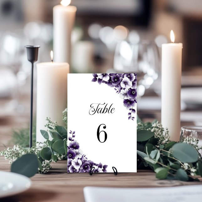 Numeração De Mesa Número da Tabela de Casamento Floral Roxo (Criador carregado)