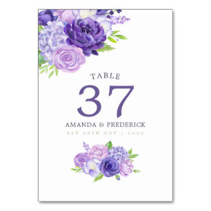 Numeração De Mesa Número da Tabela de Casamento Floral Violet Waterc