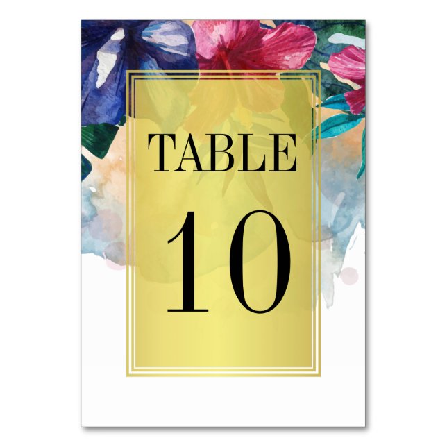 Numeração De Mesa Número da Tabela de Casamento | Flores De Aquarela (Frente)