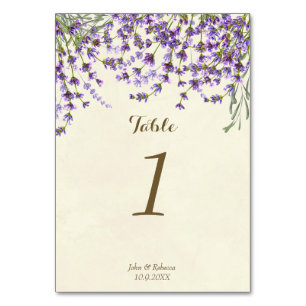 Numeração De Mesa número da tabela de casamento flores de lavanda