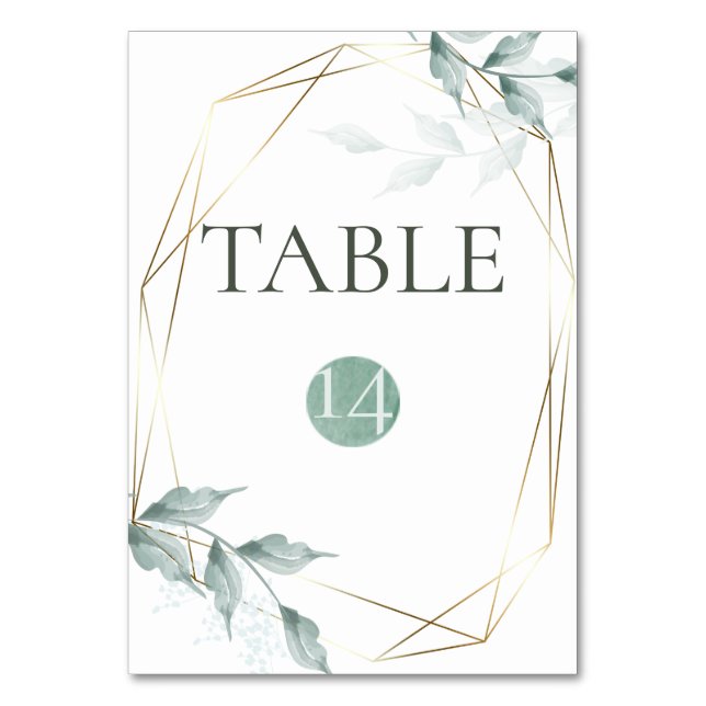 Numeração De Mesa Número da Tabela de Casamento | Grelha Verde Cinze (Frente)