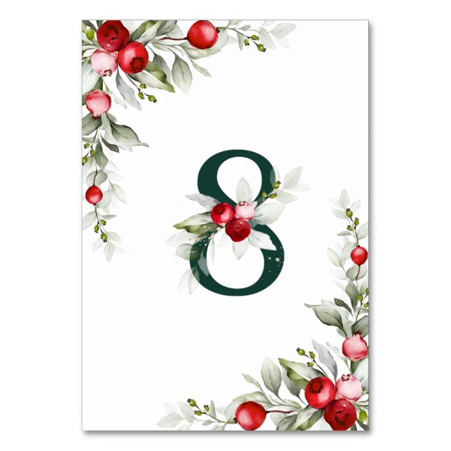 Numeração De Mesa Número da Tabela de Casamento Noel Botanical 8 (Verso)