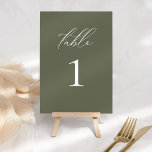 Numeração De Mesa Número da Tabela de Casamento Oleícola de Script E<br><div class="desc">Este belo convite faz parte de uma coleção inteira! Misture e combine cores e uva seus hóspedes com estes designs lindos e clássicos.</div>