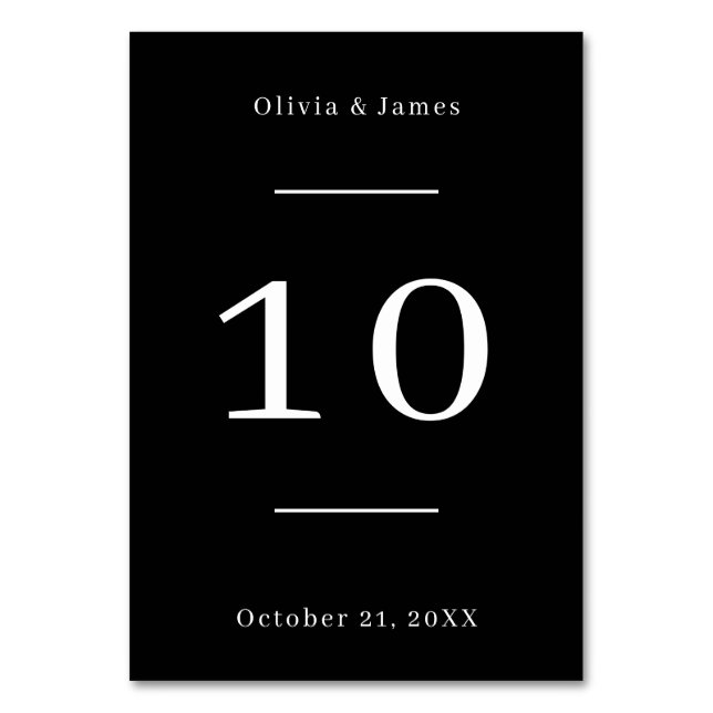 Numeração De Mesa Número da Tabela de Casamento Preto (Frente)