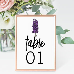 Numeração De Mesa Número da Tabela de Casamento Roxo Minimalista
