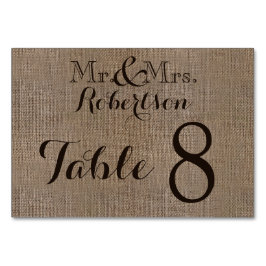 Numeração De Mesa Número da Tabela de Casamento Russo Burlap Persona