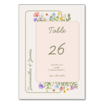 Número da Tabela de Casamento Russo de Flor Selvag