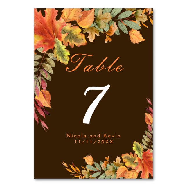 Numeração De Mesa Número da Tabela de Casamento Rustic Autumn Fall (Frente)