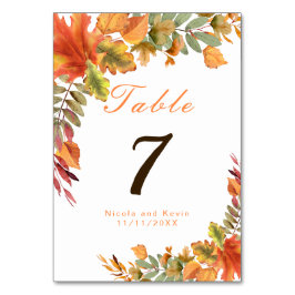 Numeração De Mesa Número da Tabela de Casamento Rustic Autumn Fall