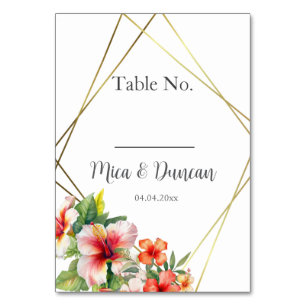 Numeração De Mesa Número da Tabela de Casamento Tropical de Hibiscus