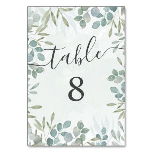 Numeração De Mesa Número da Tabela de Casamento Verde Eucalyptus Sag