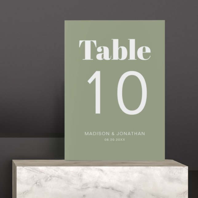Numeração De Mesa Número da Tabela de Casamento Verde Sage Minimalis (Criador carregado)