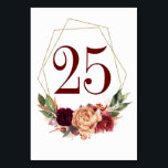 Numeração De Mesa Número da Tabela de Casamentos outono Floral Orang<br><div class="desc">Placas de números de flores vermelhas queimadas e queimadas</div>