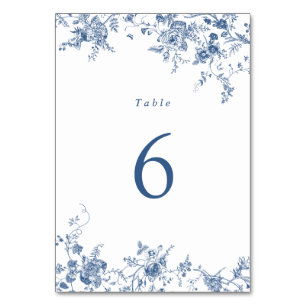 Numeração De Mesa Número da Tabela de Casamentos vintage Floral Azul