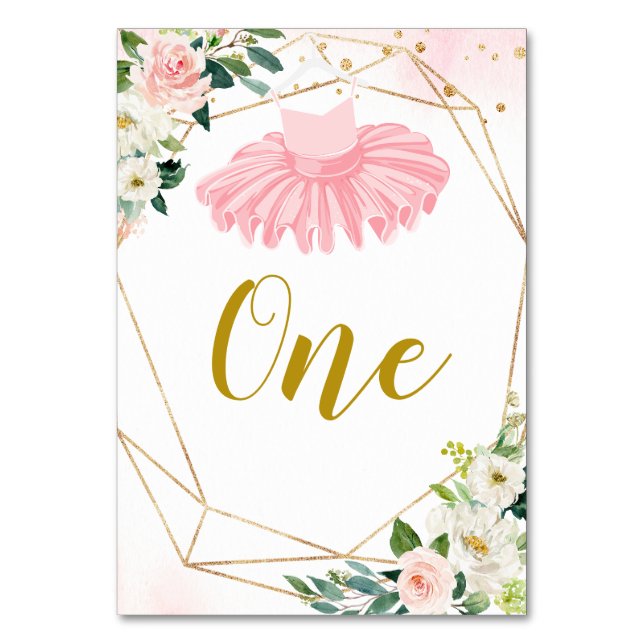 Numeração De Mesa Número da Tabela de Chás de fraldas Ballerina Tutu (Frente)