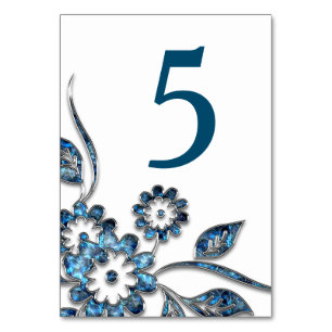 Numeração De Mesa Número da Tabela de Cloisonne do Flor Azul Bejewel