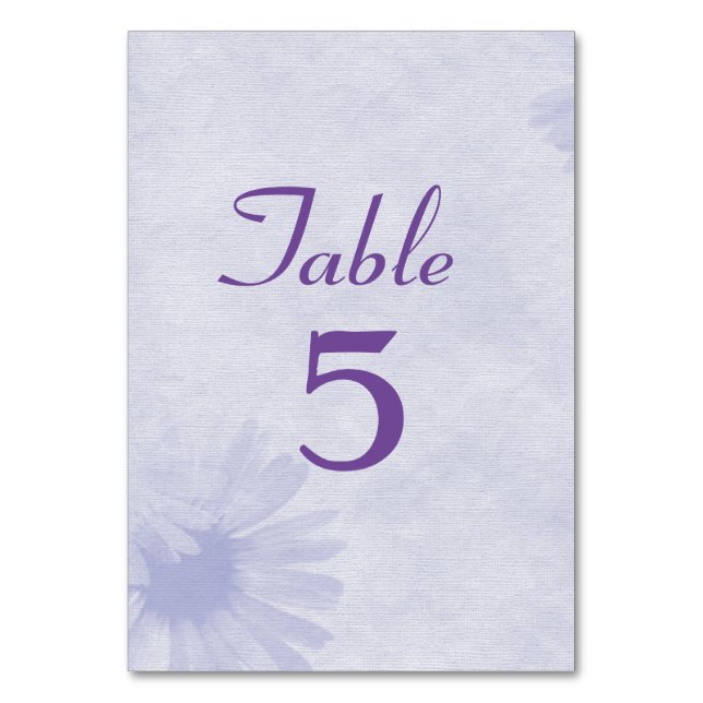 Numeração De Mesa Número da Tabela de Daisy de Lavanda Suave (Frente)
