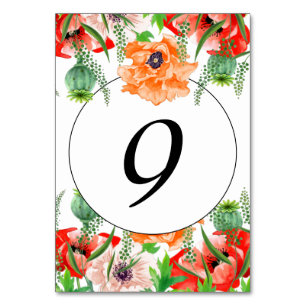 Numeração De Mesa Número da Tabela de Flores de Papoila