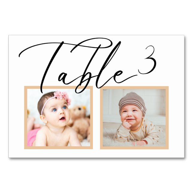 Numeração De Mesa Número da Tabela de Fotos de Casamento Elegante ro (Verso)
