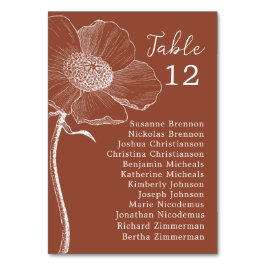 Numeração De Mesa Número da Tabela de Gráfico Floral de Casamento La