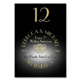 Numeração De Mesa Número da Tabela de Monogramas Preto e Dourado