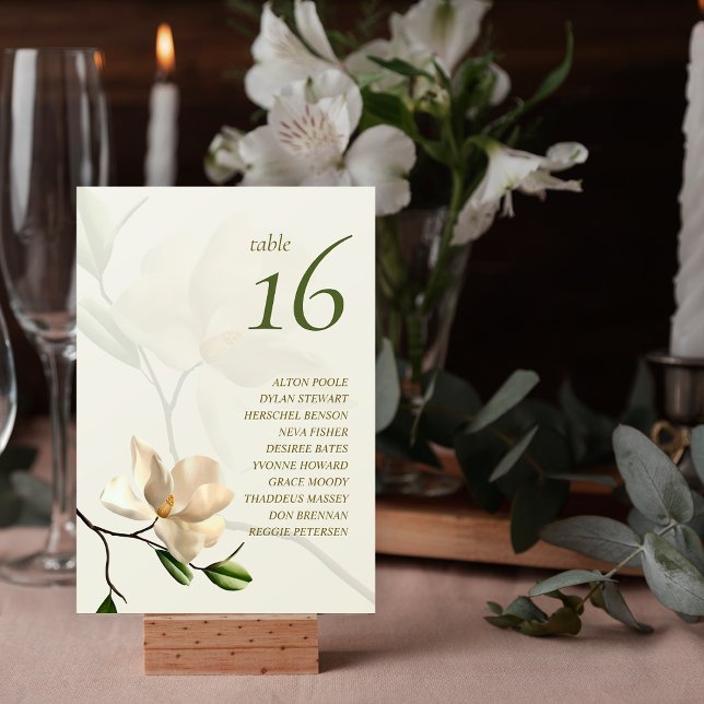 Numeração De Mesa Número da Tabela de Nomes de Convidados da Magnoli (Elegant Oriental Magnolia Guest Names Table Number)