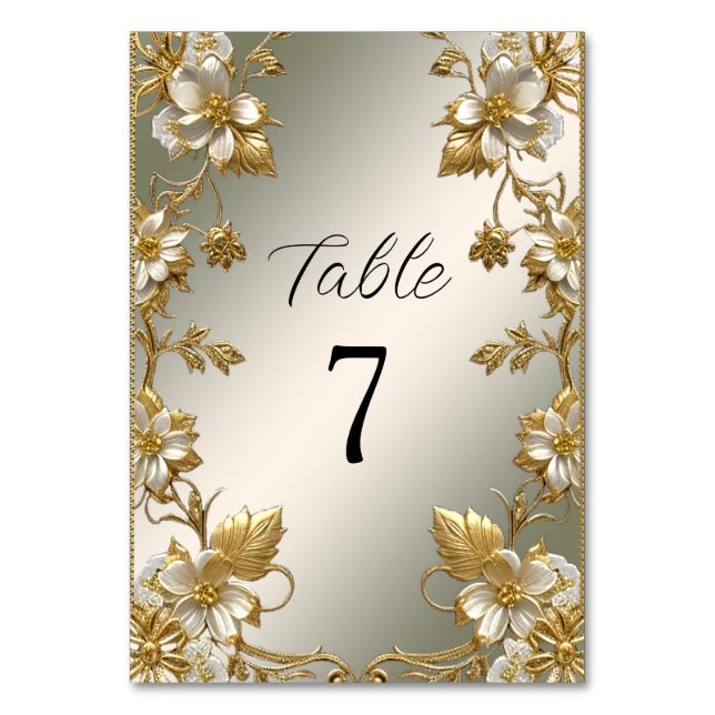 Numeração De Mesa Número da Tabela de Ornamentados Dourado Branco Fl (Frente)