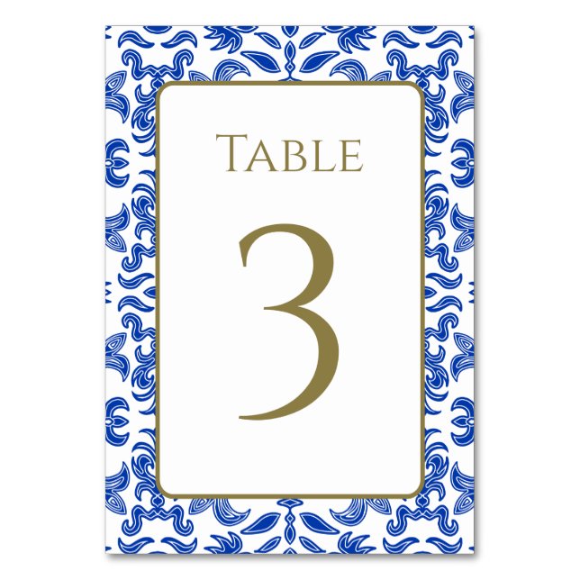 Numeração De Mesa Número da Tabela de Padrões Branco e Azul (Frente)