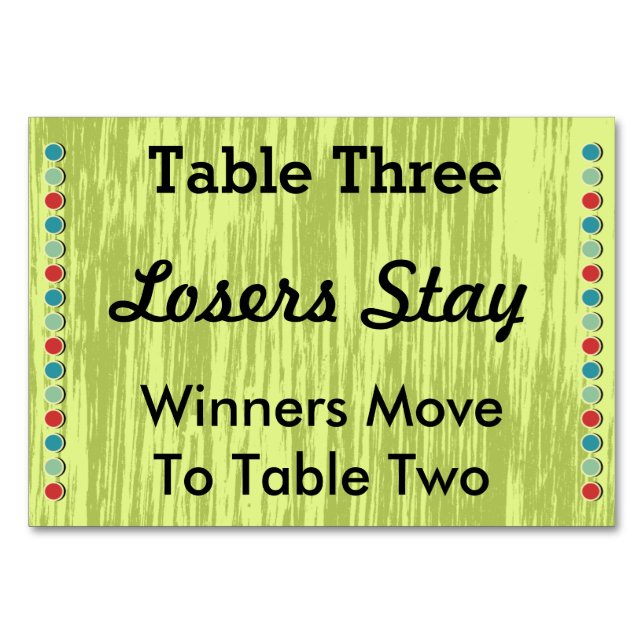 Numeração De Mesa Número da Tabela de Pontos Bunco #3 (Frente)