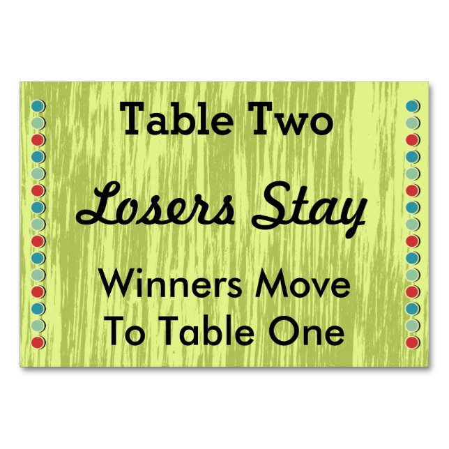 Numeração De Mesa Número da Tabela de Pontos Bunco nº 2 (Frente)