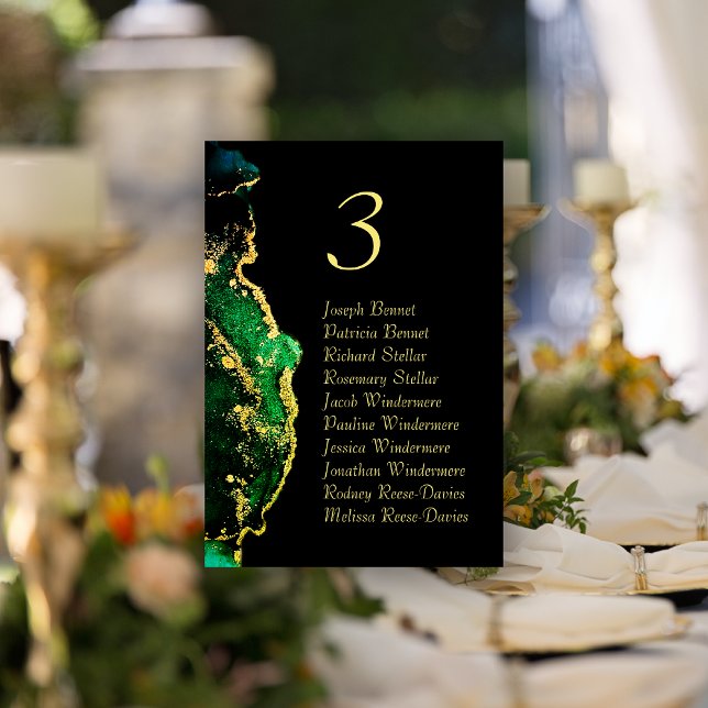 Numeração De Mesa Número da Tabela de Recepções de casamento de Bron (Black Green Bronze Wedding Reception Table Number)