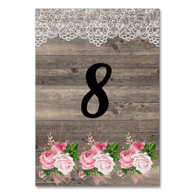 Numeração De Mesa NÚMERO DA TABELA DE rendas do Buquê Floral Rosa Ru (Frente)