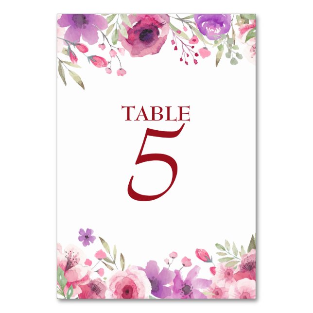 Numeração De Mesa Número da Tabela de Rosas de Aquarela de 40 anos (Verso)