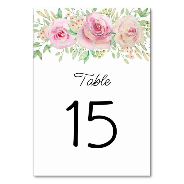 Numeração De Mesa Número da Tabela de rosas rosa embebidas (Frente)