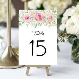 Numeração De Mesa Número da Tabela de rosas rosa embebidas
