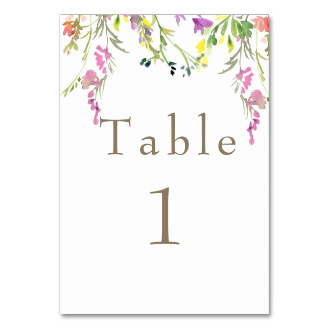 Numeração De Mesa Número da Tabela de Texto Dourada Colorida de Flor (Frente)