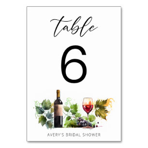 Numeração De Mesa Número da tabela de vinhas de aquarela elegante