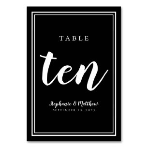 Numeração De Mesa Número da Tabela Dez Casamento branco preto simp
