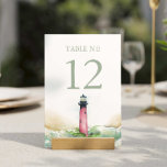 Numeração De Mesa Número da Tabela do Farol de Decoração de Casament<br><div class="desc">Elevem a vossa decoração de casamento com o tema da praia com os nossos números de mesa cativantes, parte da fantástica suíte de lixões de Júpiter costeiro de Do Diga A Belle. Cada peça é adorada com uma bela replicação da arte original de aquarela em tons de vermelho, turquesa e...</div>