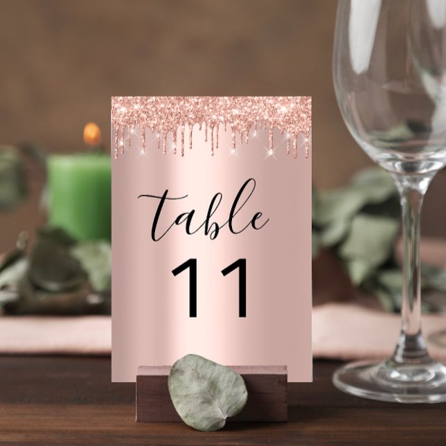 Numeração De Mesa Número da Tabela Drives Casamento de Glitter Doura (Table Number Drips Rose Gold Glitter Wedding)
