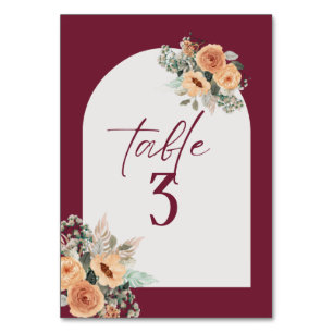 Numeração De Mesa Número da tabela, Elegante burgundy floral Número 