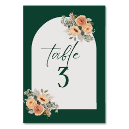 Numeração De Mesa Número da tabela, Elegante verde escuro floral