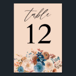 Numeração De Mesa Número da Tabela Floral Azul Beige & Dusty - bege<br><div class="desc">Vestir suas mesas de casamento ou festas com seu Cartão de Número de Mesa Azul Beige & Dusty. Feita com champanhe bege pintado manualmente,  azul empoeirado,  azul,  azul e canela que flores de aquarela naturais.</div>