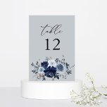 Numeração De Mesa Número da Tabela Floral Azul e Marinho - Cinza Azu<br><div class="desc">Vestir suas mesas de casamento ou festas com seu Cartão Azul e Marinho de Números de Tabela Azul-Cinza. Feita com pintura manual,  em aquarela,  flores azuis poeirentas e flores azuis marinhos. Excelente para casamentos rústicos,  casamentos outono,  casamentos no inverno,  casamentos de praia e casamentos com tema azul.</div>