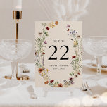 Numeração De Mesa Número da Tabela Floral Boho<br><div class="desc">Este na moda e elegante Número da Mesa Floral de Boho apresenta lindas flores de aquarela pintadas manualmente,  organizadas como uma bela coroa. Encontre itens correspondentes na Coleção de Casamentos de Tan Boho Wildflower.</div>