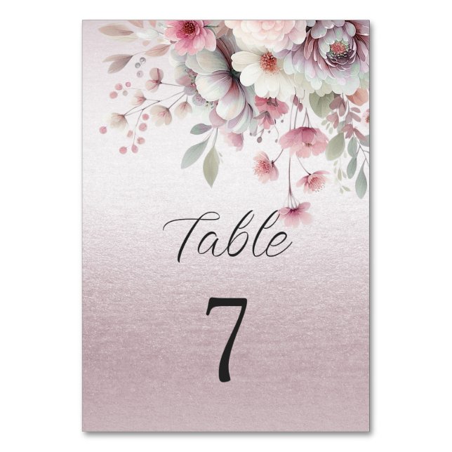 Numeração De Mesa Número da Tabela Floral Branca Moderna (Frente)