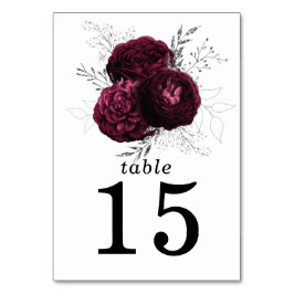 Numeração De Mesa Número da Tabela Floral de Casamento Burgundy